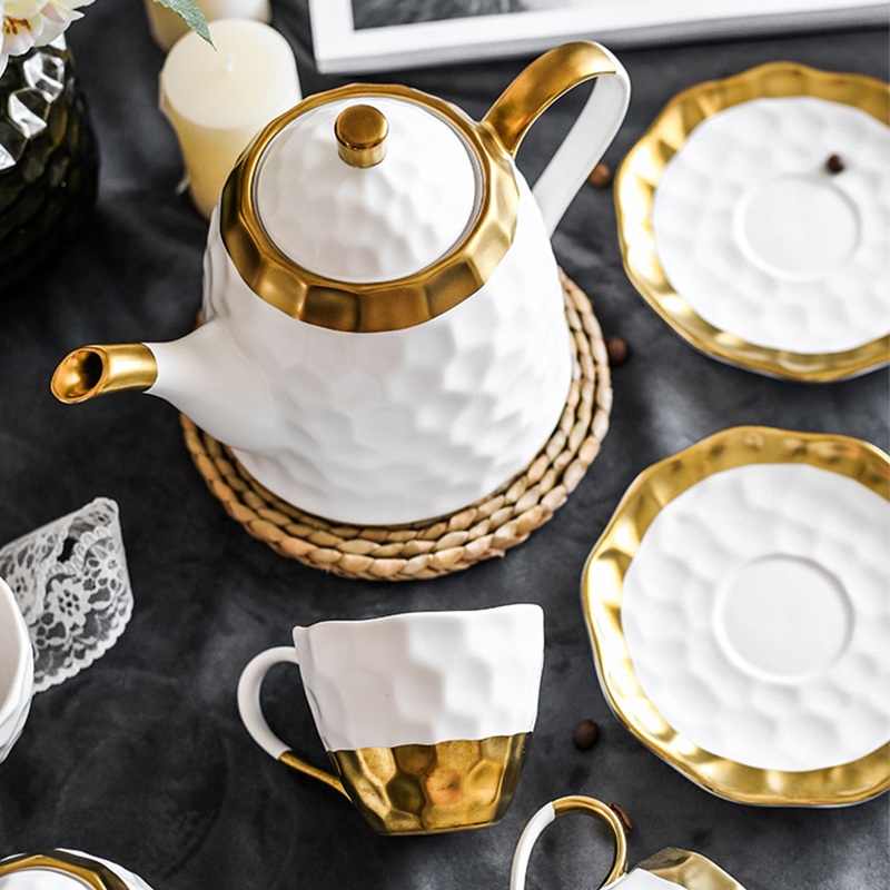 35 Factory Gold Rim Porcelain Tea Coffee Cup Set with Saucer Pot – Gold Coffee Cup and Coffee Cup Set price