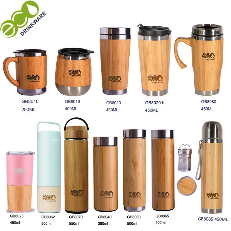 450ml/15oz New Cap BPA Free Customizable Logo Double Wall Thermal Insulation Water Bottle Bamboo Tumbler – Bamboo Coffee Mug and Stainless Steel Mug price