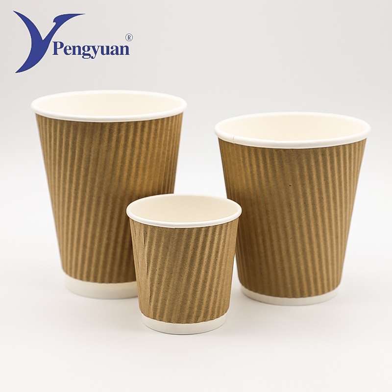 8oz/12oz/16oz Ripple Wall Paper Cup Increase Heat Insulation – Ripple Paper Cup and Disposable Paper Cup price