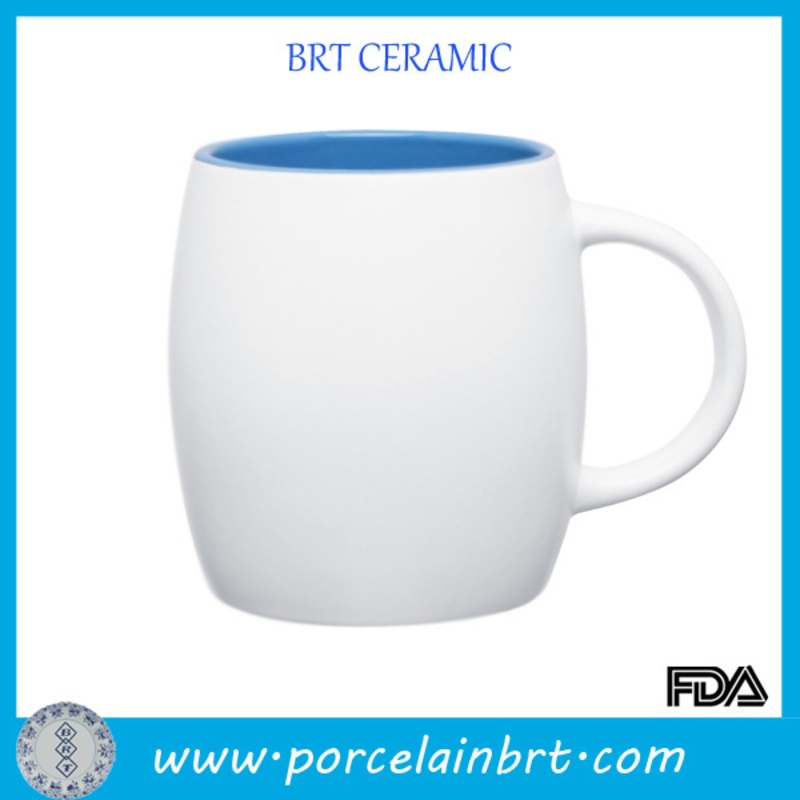 Matte Color Inside Oval Shape Cermamic Mug Porcelain Tea Coffee Cups – White Mug and Porcelain Mug price