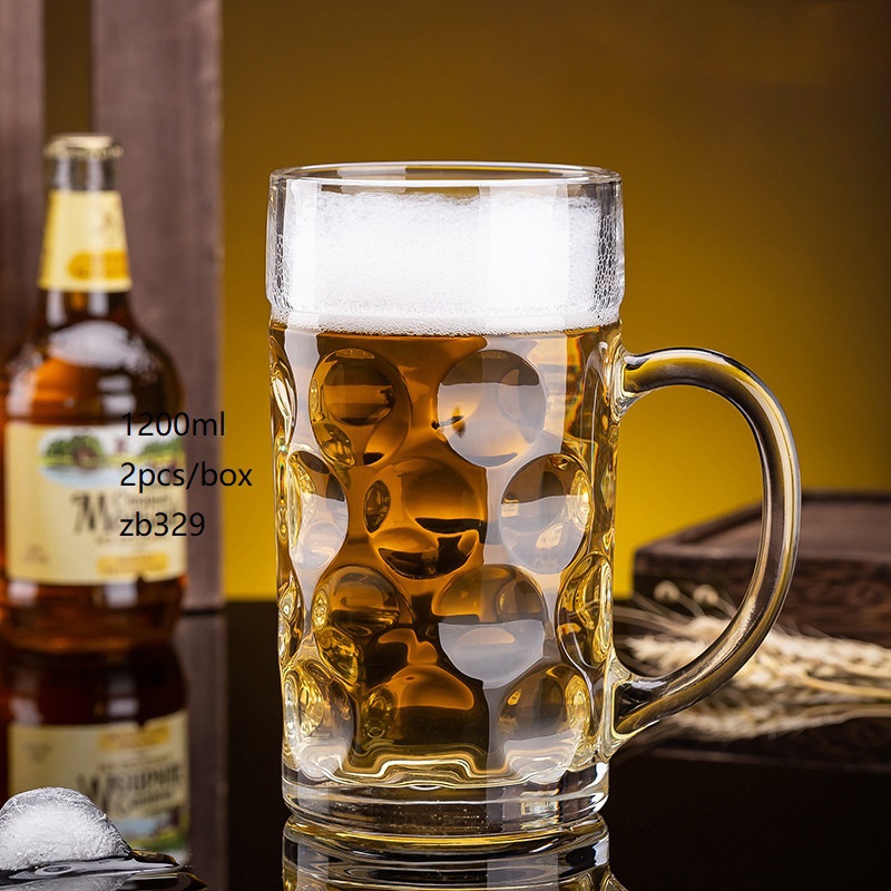 1200ml Wholesale Custom Classic Thicken Strong Unbreakable Beer Mugs Glass Cup Beer Glass with Handle – Glass Beer Mug and Beer Glass with Handle price