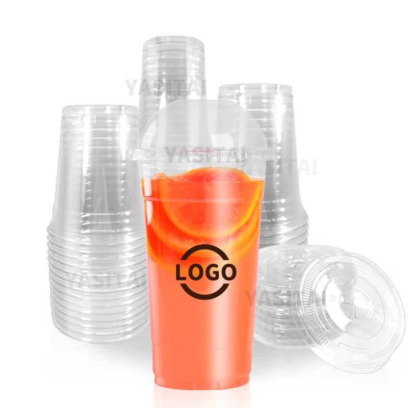 BPA Free Eco Friendly 12 16 20 24 32oz Disposable Transparent Plastic Pet Cold Milk Tea Smoothie Cup with Lids – Milk Tea Cups and Boba Cups price