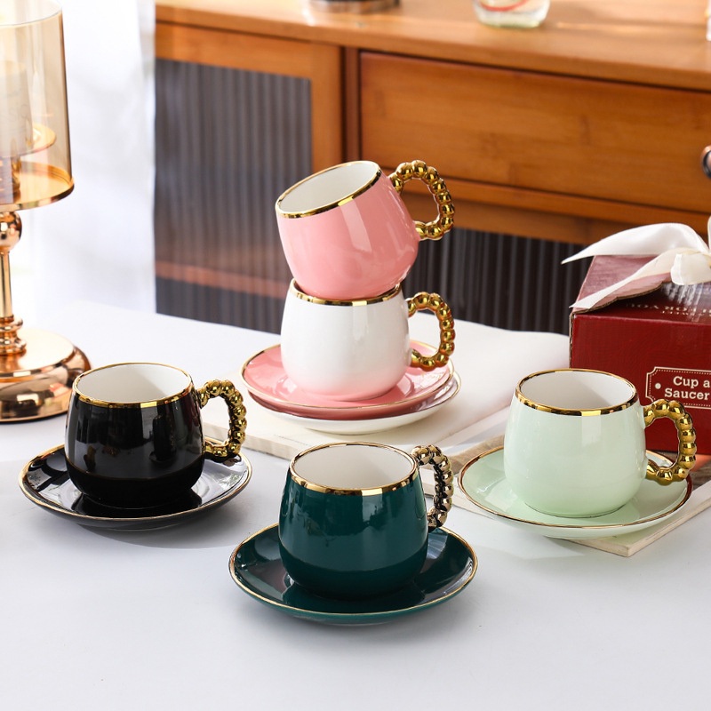 Ceramic Coffee Cup and Saucer Set Pearl Glaze Afternoon Tea Cup Saucer Souvenir Ceramic Water Cup Coffee Fruit Tea Ceramic Mug – Ceramic Mug and Mugs Ceramic price
