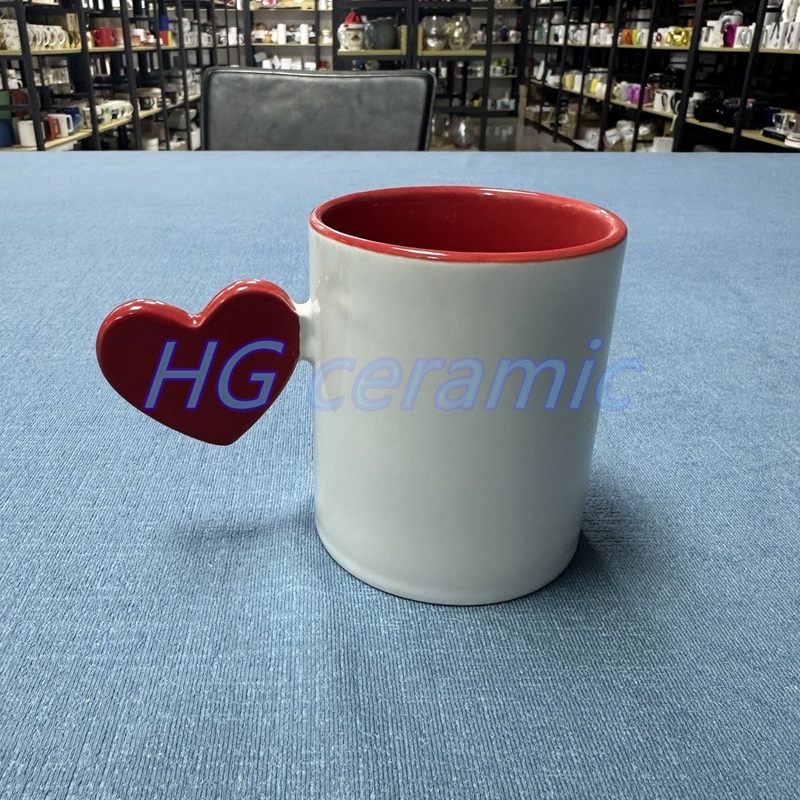 Custom Logo Heart Handle Mug for Sublimation – 13oz Ceramic Mug and Matt Ceramic Mug price
