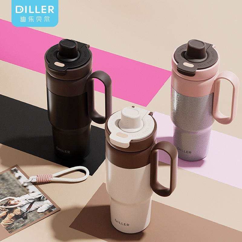 Diller Hot Selling Thermal Stainless Steel Travel Tumbler with Handle – Stainless Steel Water Bottle and Insulated Coffee Mug price