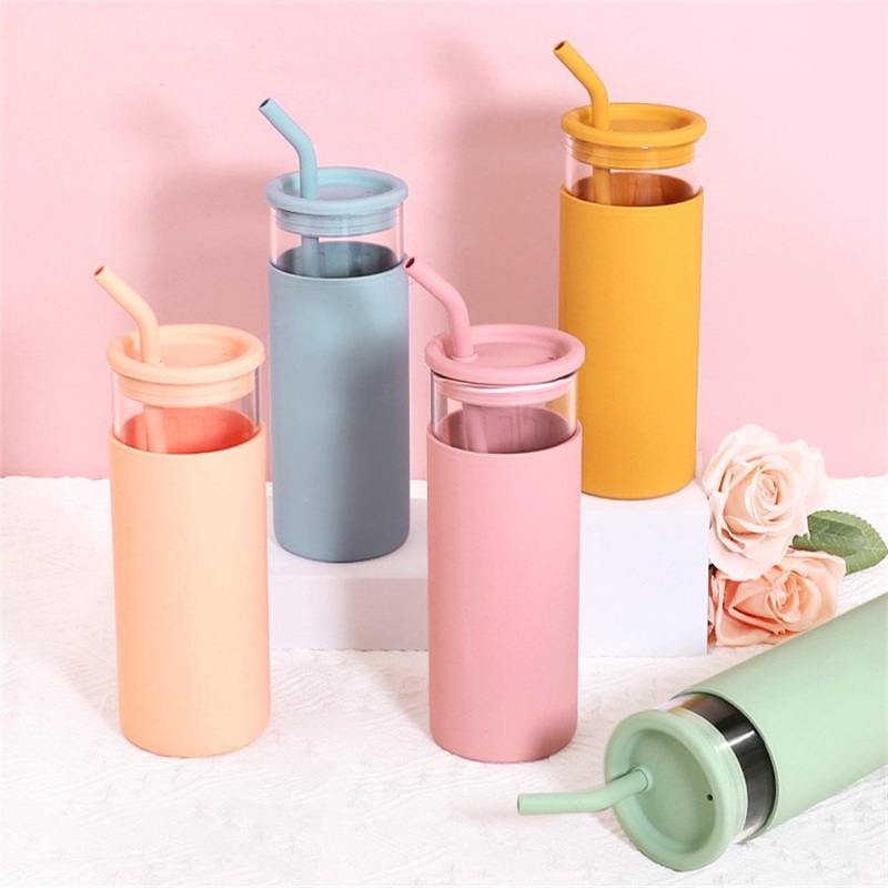 Dishwasher Safe Borosilicate Glass Water Bottle with Protective Silicone Sleeve – Water Bottle and Glass Water Bottle price