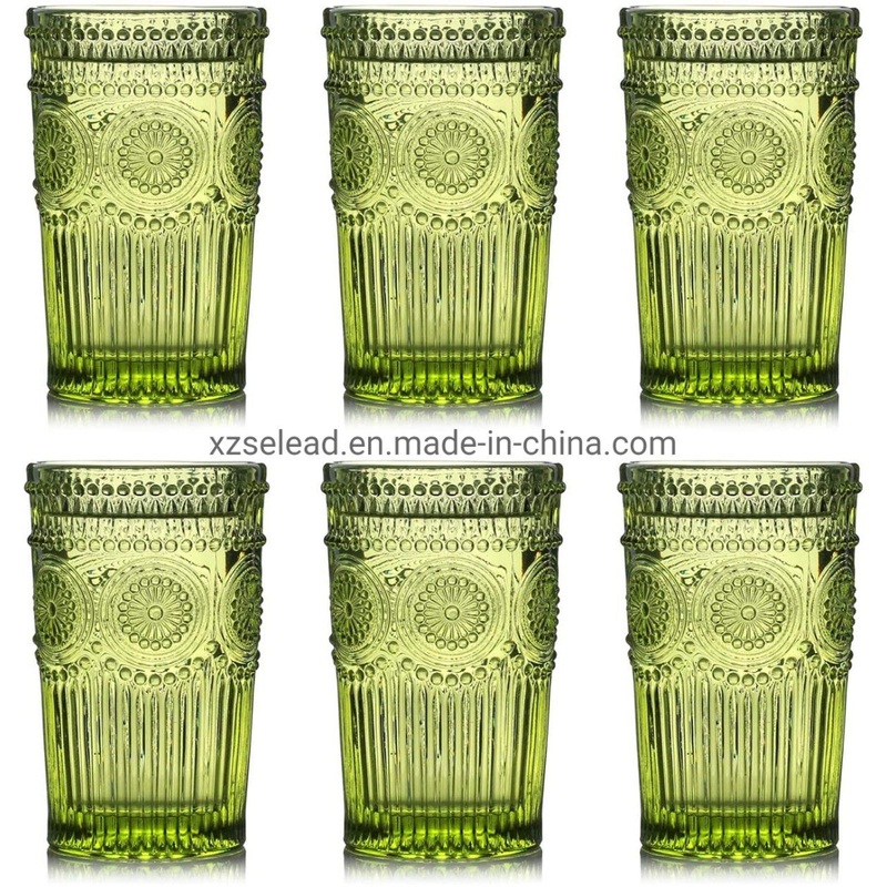 Drinking Glasses 12.5oz Embossed Romantic Water Glasses Glassware Glass Tumblers for Juice, Beverages, Cocktail, Beer, Whiskey, Iced Tea – Glass Bottle and Glass Cup price