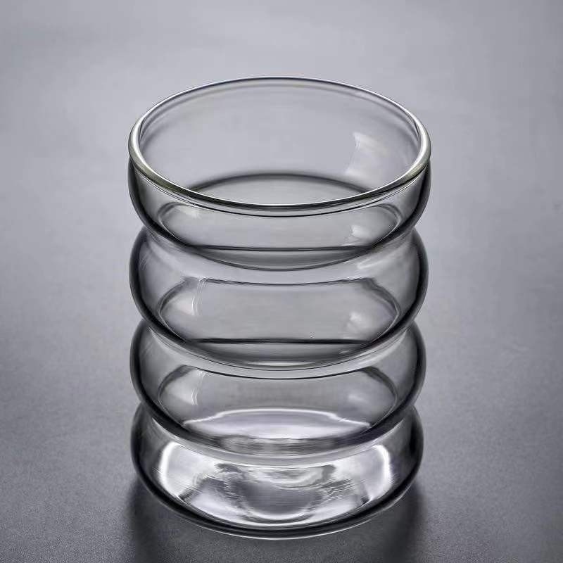 Factory Price 320ml High Quality Creative Colored Coffee Glass Spiral Milk Juice Single Transparent Borosilicate Glass Water Glass – Creative Glass and High Quality Glass price