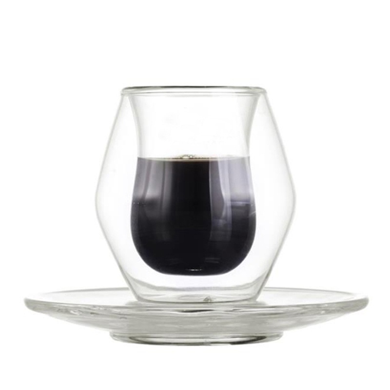 Glass Cup with Saucer Customized Logo and Handmade Decals Tea Cups with Saucer Coffee Tea Sets – Glass Coffee Cups and Glass Cup with Saucer price