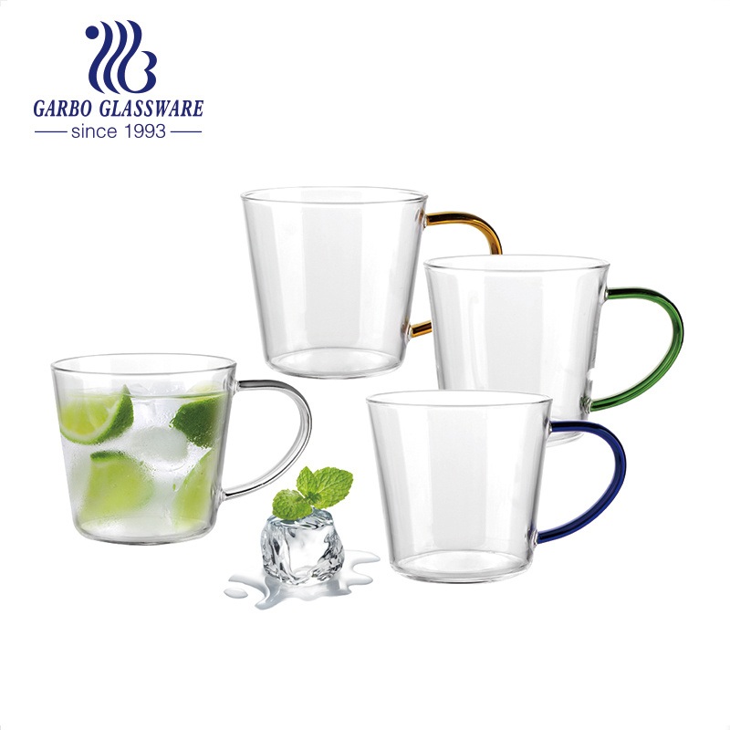 Heat Resistant Borosilicate Single Wall Glass Coffee Mug with Solid Colored Handle – Glass Mug and Glass Cup price
