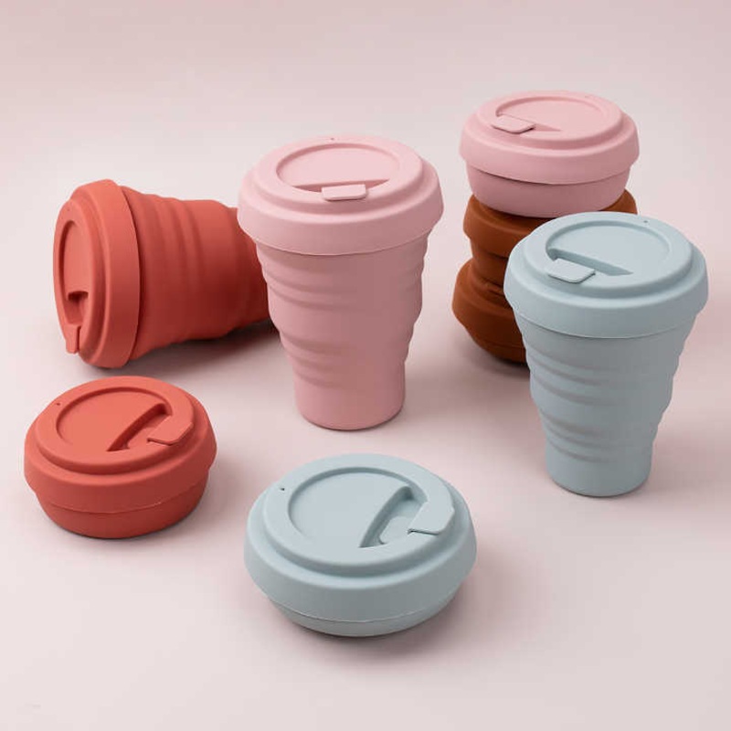 Silicone Collapsible Coffee Cup 8 12 16oz Outdoor Camping Hiking Cup for Hot Cold Drink No Straw Water Drinking Foldable Cup – Copper-Plated Tumbler and Vacuum Insulated Mug price