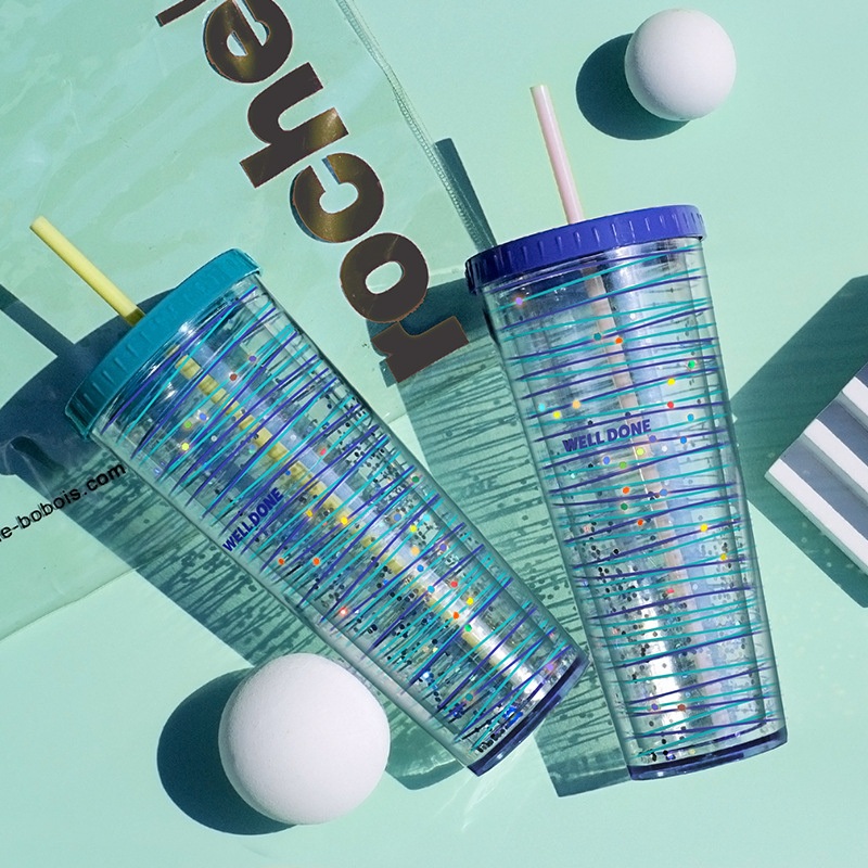 720ml Large Capacity Double-Layer Straw Plastic Cup – Plastic Bottle and Pet Bottle price