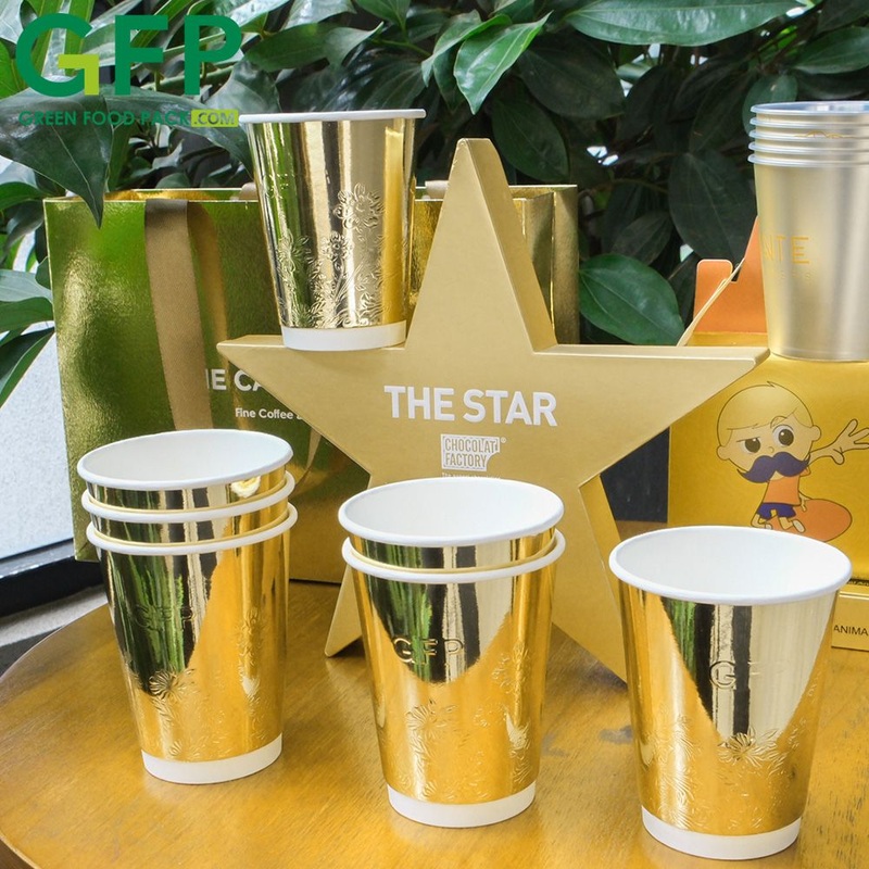 8oz 10oz 12oz 16oz 22oz Gold Custom Printing Paper Cup Disposable Coffee Double Walli Paper Cup with Lid – Cup and Paper Cup price