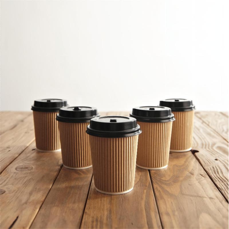 8oz 12oz 16oz Ripple Wall Paper Coffee Cup with Lids Custom Logo Printed Disposable Bamboo Cups – Paper Coffee Cups and Customized coffee Cup price