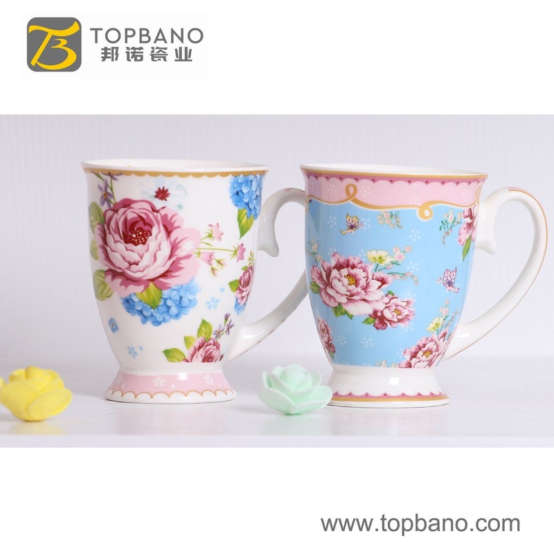 Fine Porcelain High 12oz Ceramic Flower Coffee Milk Breakfast Cup Mugs – Magnesium Porcelain Cup and Custom Mug price
