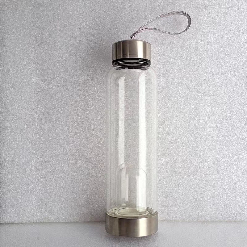 Hot Selling Custom Logo 550ml Natural Crystal Energy Gemstones Crystal Glass Water Bottle with Rose Gold Lid – Sport Water Bottle and Drinking Bottle price