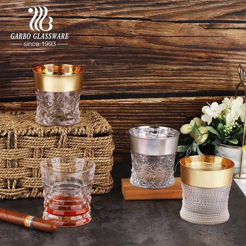 Luxury Engraved Golden Plating Drinking Wine Whiskey Cups Glass Tumbler Wedding Gift – Plating Tumbler and Glass Drinking Cup price