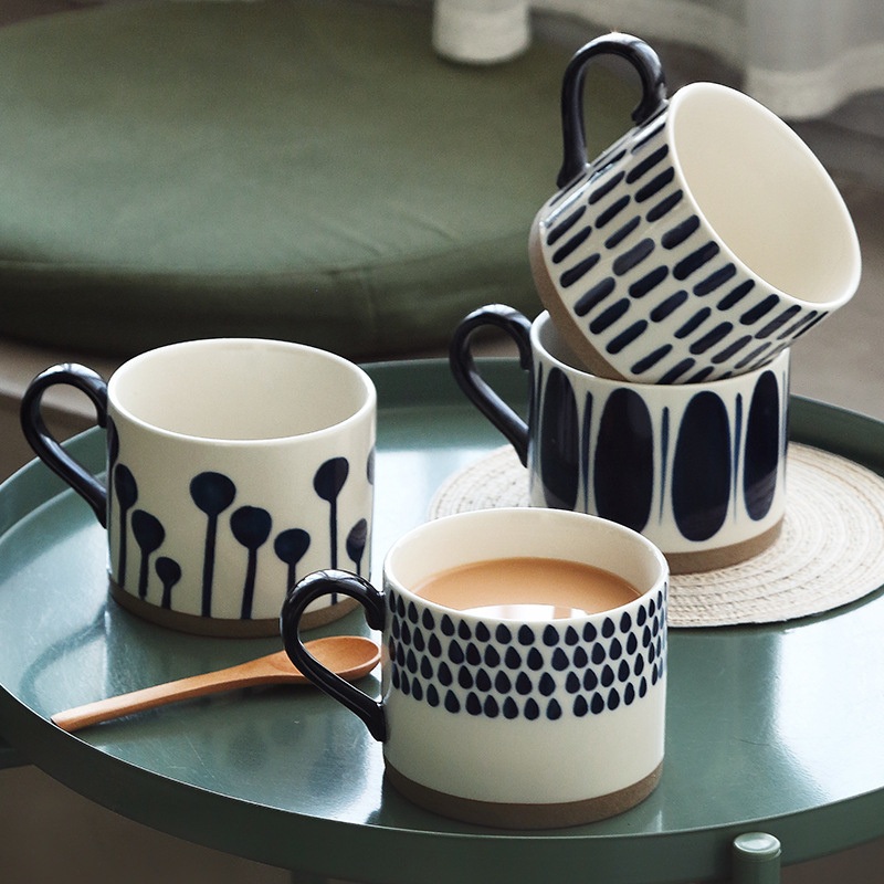 Nordic Style Blue Ceramic Cup – Cup with Handle and Hand-Painted Cup price