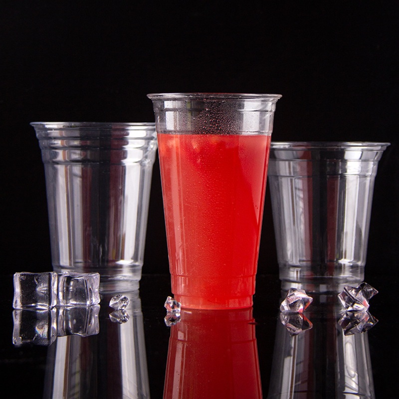 16oz Disposable Transparent Ice Coffee Pet Plastic Cup with Flat Lid – Plastic Cup and Pet Cup price