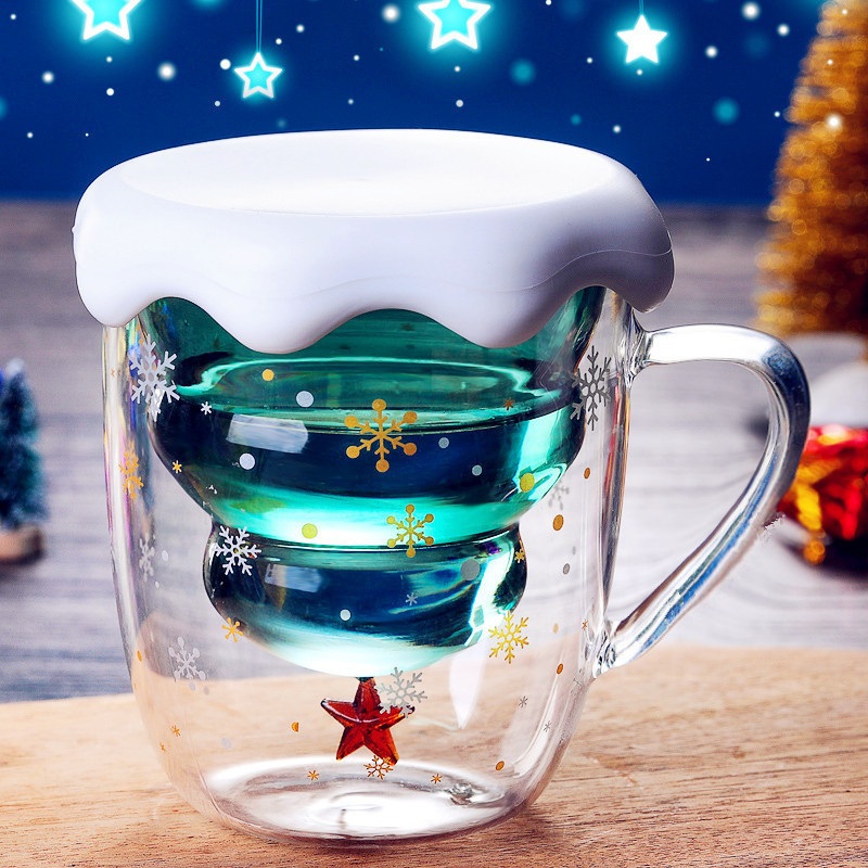 Christmas Tree Shape High Borosilicate Glass Mug 300ml christmas Gift Glass Cup with Box – High Borosilicate Glass Cup and Christmas Tree Cup price