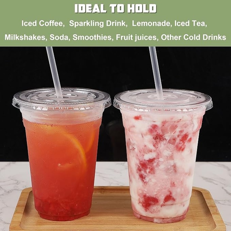 Clear Disposable Drinking Cups for Cold Beverages, Transparent Party Cups, BPA-Free with Leakproof Lid – Clear Disposable Drinking Cups for Cold Beverage and Drinking Cups Transparent Party Cups price