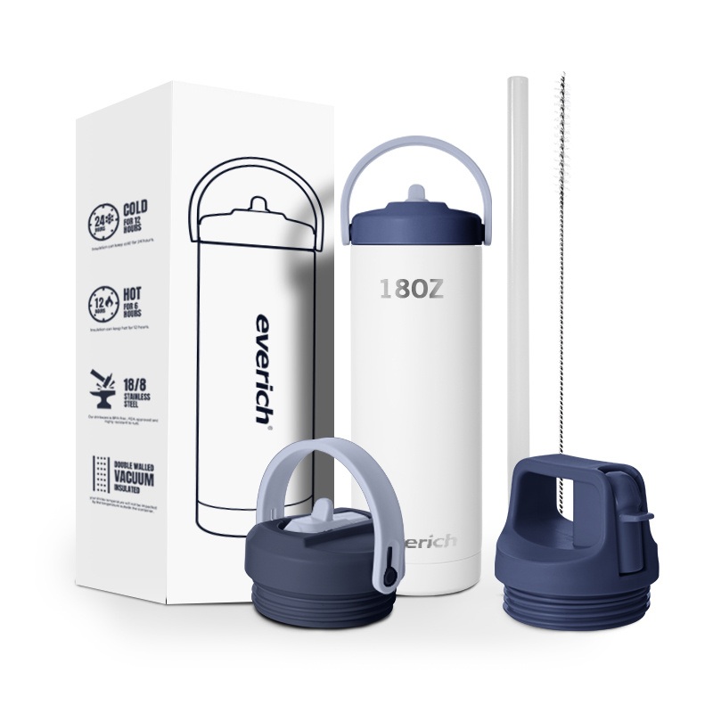 Everich 18oz Stainless Steel Sports Water Bottle with Straw for Kids – Stainless Steel Water Bottle and Vacuum Flask price