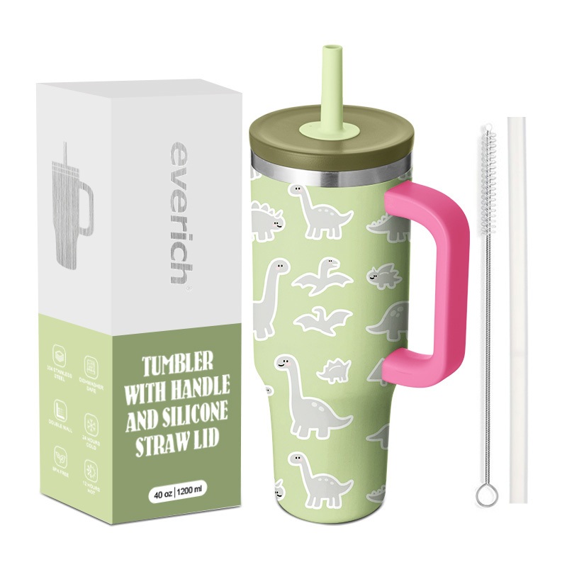 Everich 30oz/40oz Double Wall Stainless Steel 18/8 Silicone Nozzel Tumbler with Handle Vacuum Insulated Mugs Cups Car Holder Gym Travel – Tumbler and Tumbler with Straw price