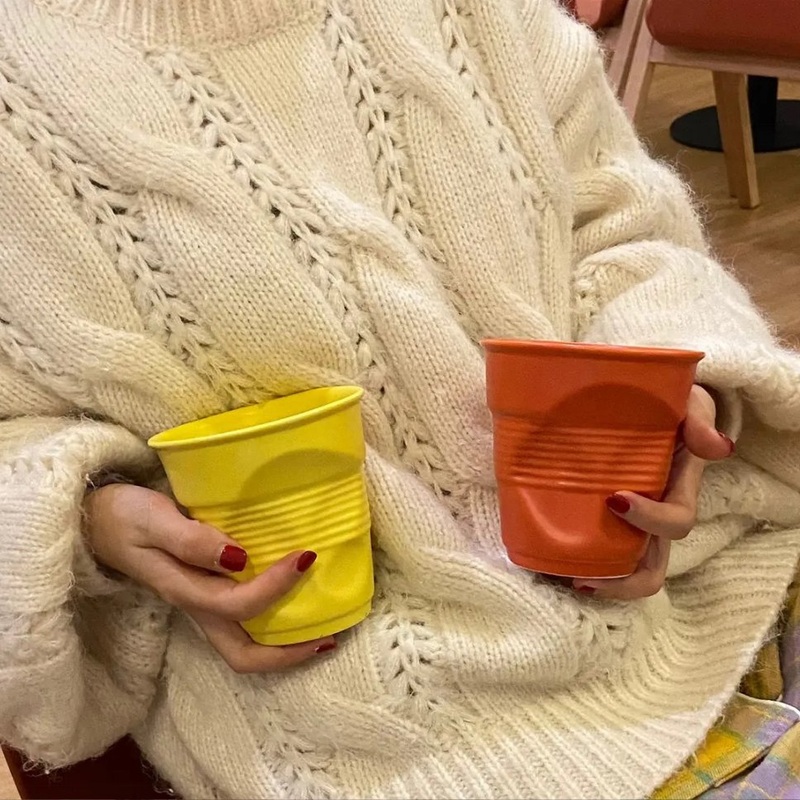 Hot Selling Nordic Ins Fold Mug Girl Couple Ceramic Mug Hand-Made Creative Ceramic Mug – Ceramic Mug and Mugs Ceramic price