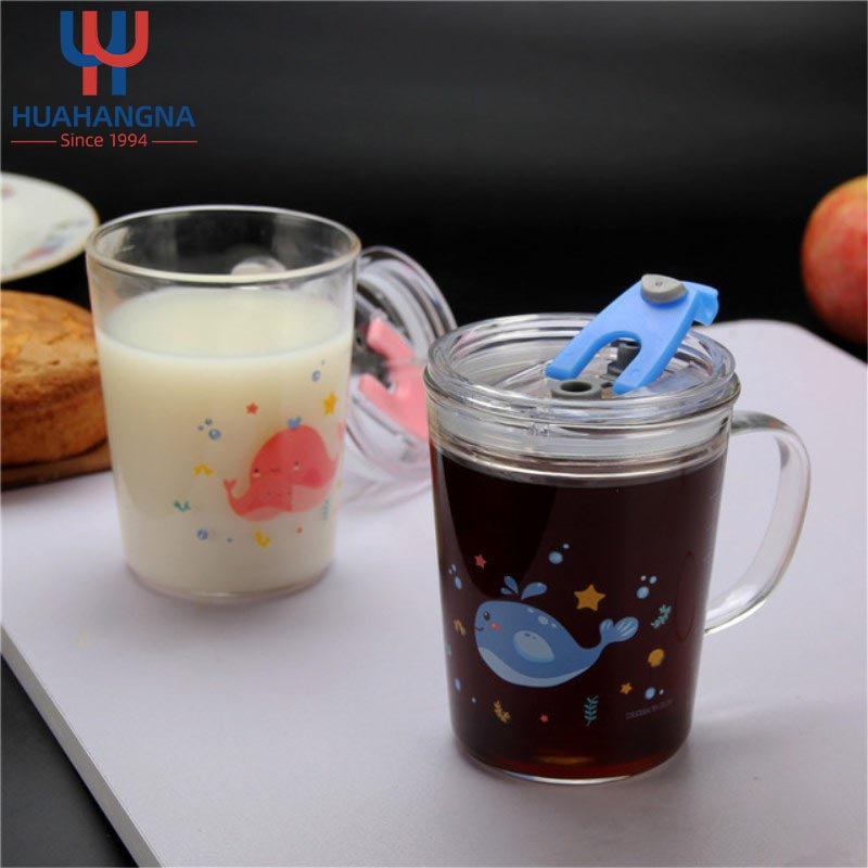 New Design Cute Glass Mug Milk Tea Juice Drinking Glass Water Bottle with Lid and Straw – Drinking Glass and Water Glass price
