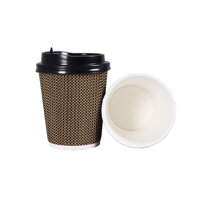 Recyclable Paper Tea Cup Special Eco Friendly Wholesale Customize 8oz Ripple Wall Paper Cups for Hot Drinks – 8oz Ripple Wall and Corrugated Cup price