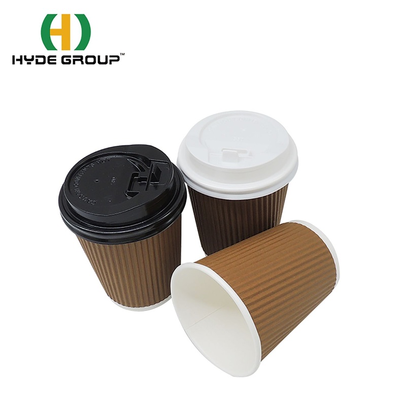 16oz Ripple Wall Paper Cups with Black White Color Plastic Lids Coffee Drinking Cups – Ripple Wall Paper Cups and Paper Cups with Lids price