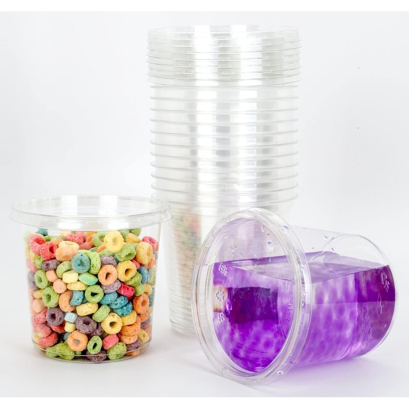 24oz Clear Plastic Parfait Cups with Flat Lids Yogurt Fruit Parfait Cups for Kids, for Dips and Veggies, Take Away Breakfast Pet Deli Container – Pet Deli Container and Pet Salad Container price