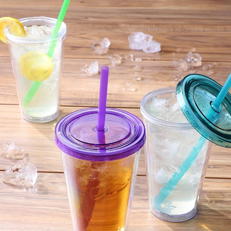 700ml Clear Double Wall Insulated Plastic Smoothie Cup and Tumbler with Lid and Reusable Straw – Water Bottle and Tritan Water Bottle price
