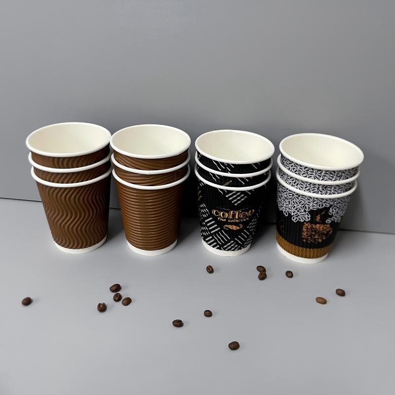 Custom Logo Printed Disposable Ripple Wall Paper Cup with Lid 8oz 12oz 16oz 20oz Biodegradable Coffee Cup – Custom Logo Printed Paper Cup and Biodegradable Ripple Paper Cups price