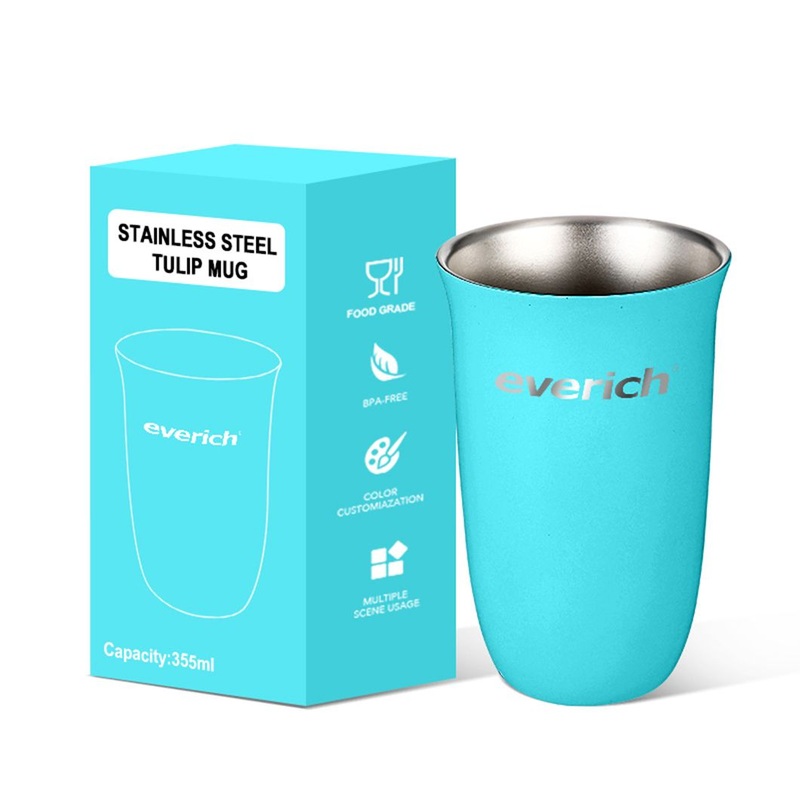 Everich 355ml Wide Opening Stainless Steel Coffee Mug Cups Tulip Design – Stainless Steel Mug and Coffee Mug price