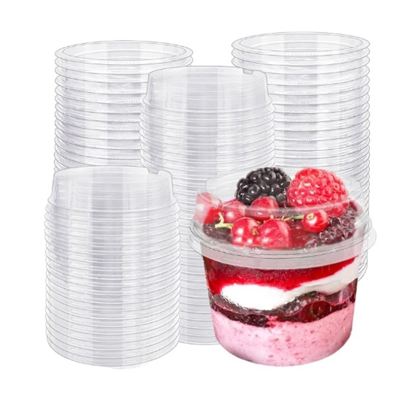 Fulling Print 300-700ml Stemless Plastic Wine Glasses Clear Classic Cup Fruit/Cake/ Yogurt Pudding – Disposable Yogurt PP Cups with Lid and Tableware Juice Drinking Cups price