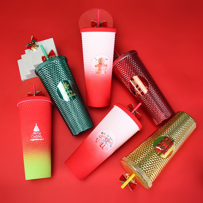 Hot Selling Cup Studded Tumbler Bling Bling Pink Plastic Cup 24oz Cup Tumbler with Lid and Straw – Sport Water Bottle and Drinking Bottle price