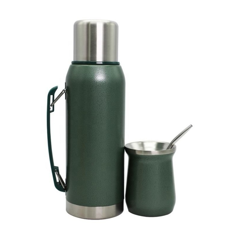 Portable Kettle Stainless Steel Travel Tumbler Set Vacuum Insulated Water Bottle Set with Handle 1 Liter& 8oz Yerba Mate Tea Set with Gift Box – 6oz Yerba Mate Cup and Yerba Mate Gourd price