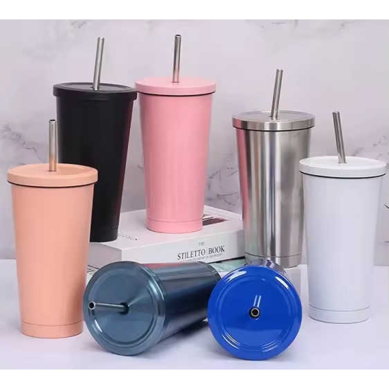 Wholesale Macaron Premium Beverage Cups, Premium Insulated Vacuum Bottles, Premium Flat Bottomed Coffee Cups, 500ml Stainless Steel Straw Water Cups – Cap and Coffee Cup price