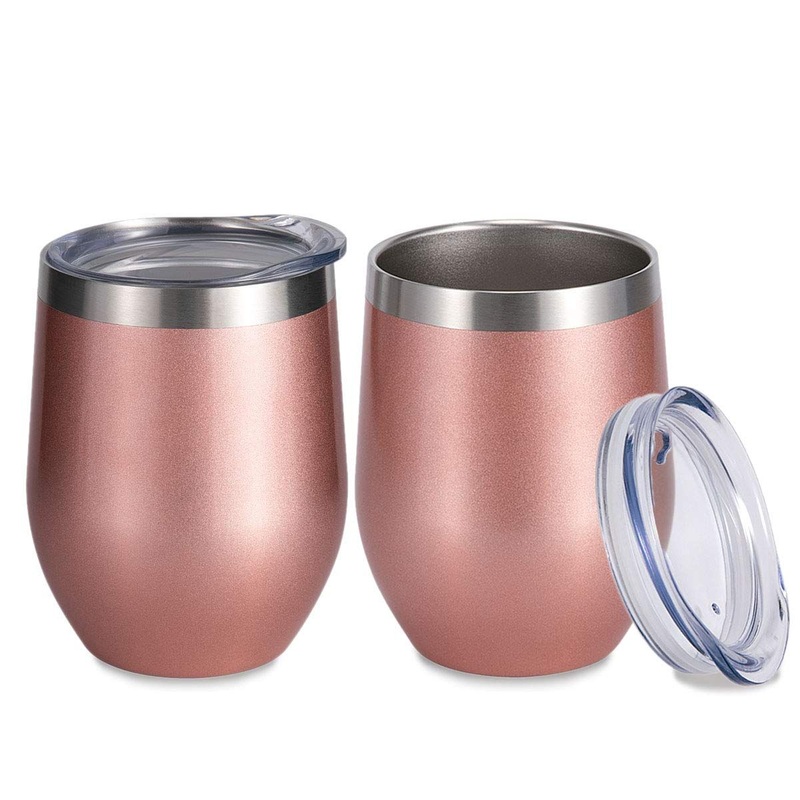 12oz Insulated Wine Tumbler with Lid Rose Gold, Double Wall Stainless Steel Stemless Insulated Wine Bottle Durable Insulated Coffee Mug, for Champaign, Cocktail – Insulated with Tumbler and Wine Tumbler with Lid price
