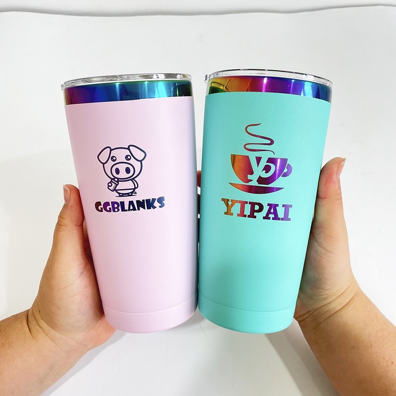20oz Rainbow Plated Tumbler for Laser Engrave for Sunflower Laser Engraving Colorful Powder Coated Rainbow Plated Travel Mug – Sublimation Blanks and White Sublimation Drinkware price