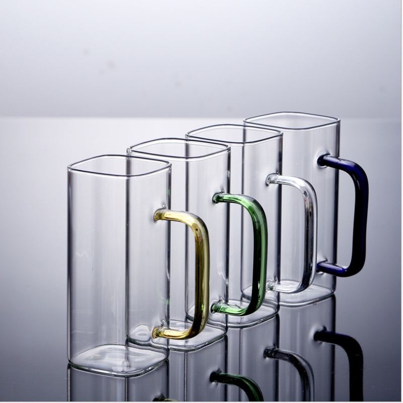 370ml Square Drinking Glass Cup with Handle – Drink Glasses Cup and Glasswares price