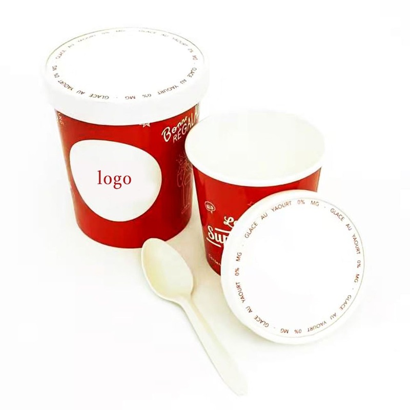 500ml Logo Customize Printed White Paper Ice Cream Cups with Lid and Spoons – Ice Cream Paper Cup and Ice Cup with Lid price