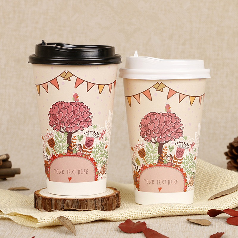 50PCS Creative Cartoon Disposable Coffee Cup 500ml Juice Beverage Packaging Cups Party Favor Drink Paper Cup with Black Lids – Manufacture of Paper Cups and Disposable Coffee Paper Cups price