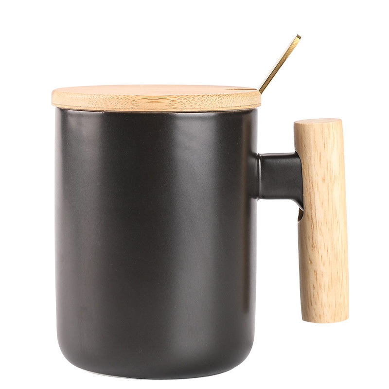 Ceramic Matte Porcelain Coffee Mug Sets with Wooden Handle Bamboo Lid – Ceramic Mug and Ceramic Promotional Gift Cup price