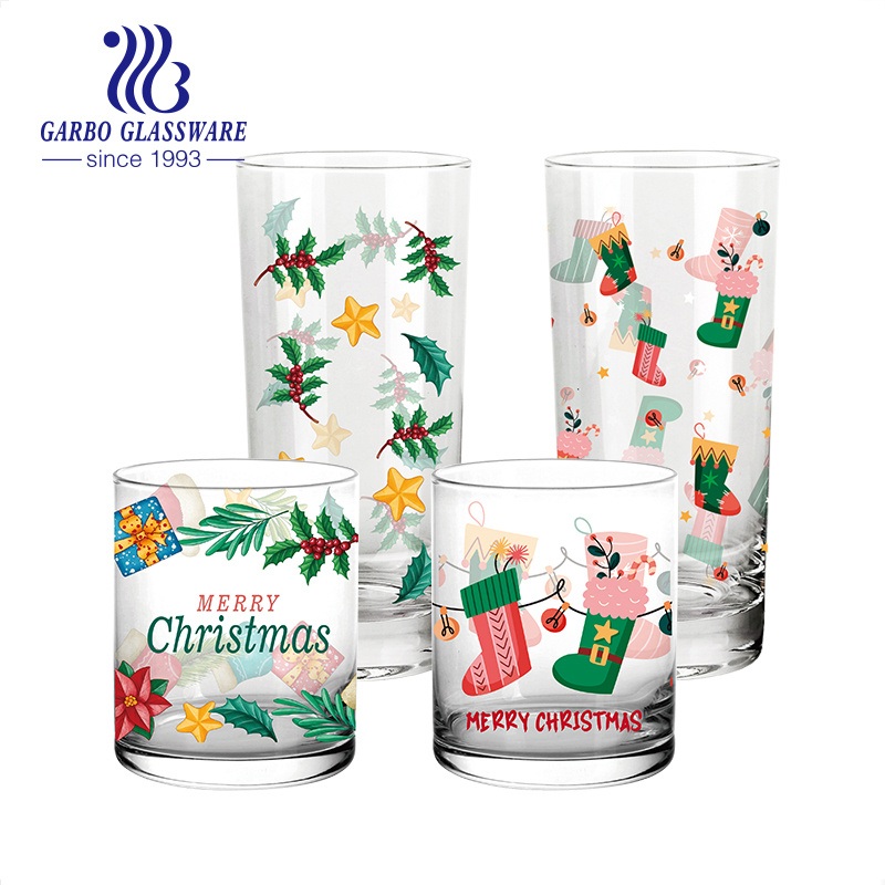 Custom Christmas Gift Decor 410ml Glass Cup Tumbler – Glass Cup and Christmas Gift price