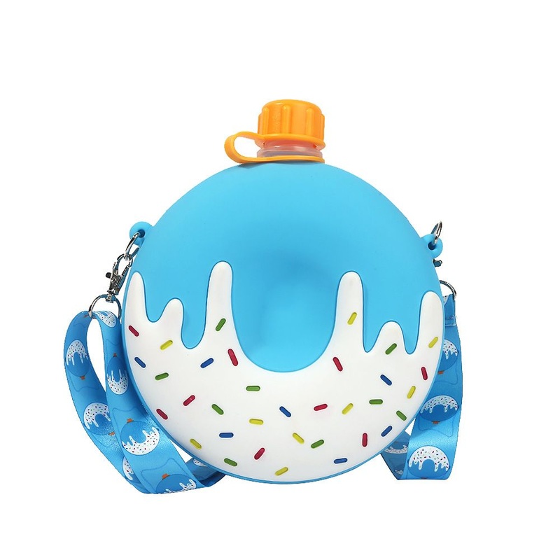 Donuts Kids School Water Bottle with Shoulder Strap Donut Shape Cute Box Camp Water Flask – Water Bottle and Kids School Bottle price