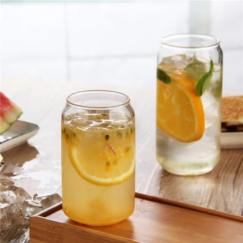High Borosilicate 16oz Glass Drinking Glasses Mug Water Cup with Glass Straw for Iced Coffee – Clear Soda Can and Glass Beer Mug price