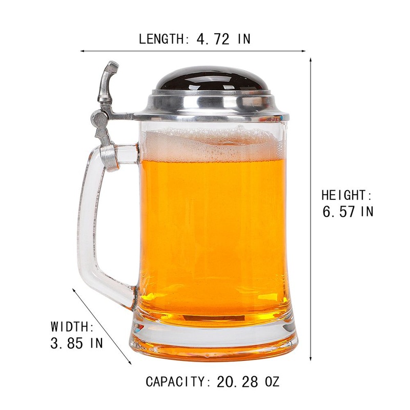Sublimation Beer Mug Glass Beer Stein with Aluminium Lid – 13 Oz Glass Beer Stein and 360 Ml Glass Beer Stein price
