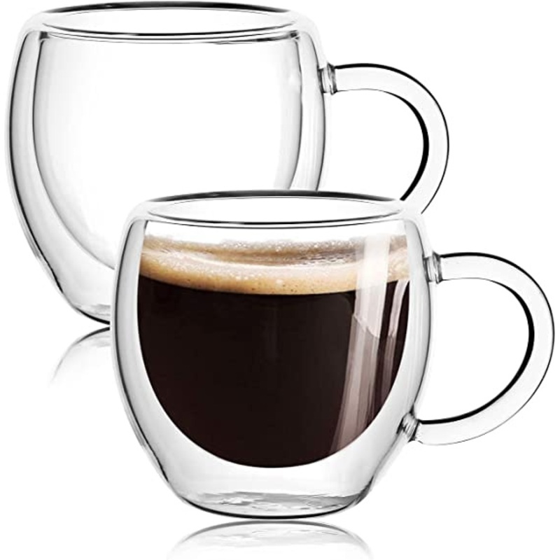 2.5 Oz Espresso Cups with Handle, Espresso Shot Glasses, Clear Expresso Coffee Cups, Double Wall Insulated Espresso Mugs – Glass Mugs and Glass Cups price